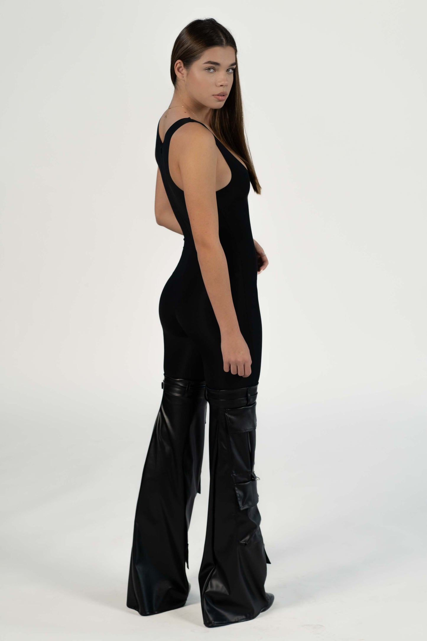 Camaro faux leather knee trousers